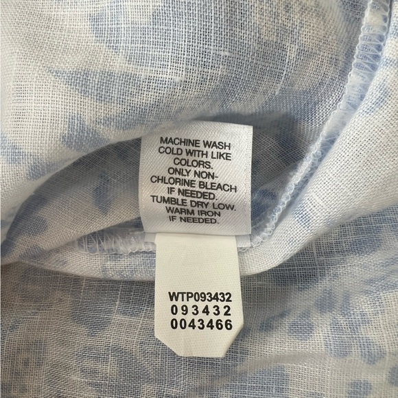 J. Jill Love Linen Pintuck Popover Blue and White Floral Tunic Blouse, MP - Picture 9 of 10